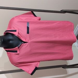 Pink Athletic Polo With Black Detailing Polyester Cotton Blend